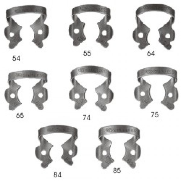 Fit - Rubber Dam Kit - 8 Clamps para crianças num tabuleiro